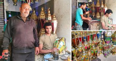 جبنا الفوانيس أحمر وأخضر.. "اليوم السابع" داخل ورشة عمرها 150 سنة لتصنيع الفوانيس بالشرقية.. عم رفعت : ورثتها عن الأجداد وعلمتها لابنى.. ويؤكد  الأقباط يشترونه.. واستخدم الصفيح كبديل للنحاس والزجاج