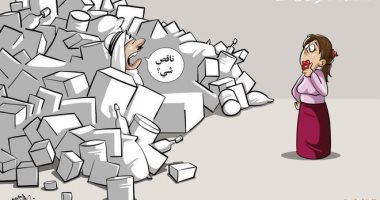 كاريكاتير سعودى يسخر من الإسراف فى شراء الأكل استعدادا لشهر رمضان