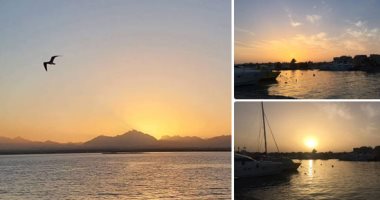 "يا بلدنا يا حلوة".. الشروق والغروب يرسمان صورة طبيعية خلابة على شواطئ الغردقة.. السياح ينتظرون لحظات الأفول لالتقاط الصور.. ورحلات الصيد والغوص تنظم خصيصا لمشاهدة امتزاج أشعة الشمس مع مياه البحر.. صور