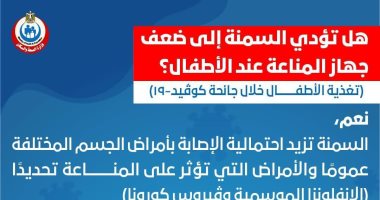 هل تؤدى السمنة إلى ضعف جهاز المناعة عند الأطفال؟ الصحة تجيب