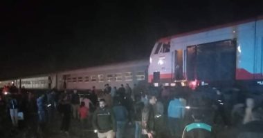 خروج قطار عن القضبان فى منيا القمح بالشرقية 