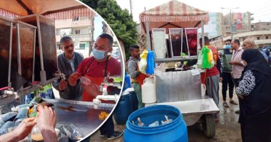 أشهر بائع عرق سوس وسوبيا ببنها.. 17 عاما فى بيع مشروبات رمضان.. على عبد العزيز : الطعم الحلو بيجيب الزبون بعد مايدوق أول مرة حتى لو بمحافظة تانية.. وبنفطر الناس فى مكاننا ونفطر بعدهم