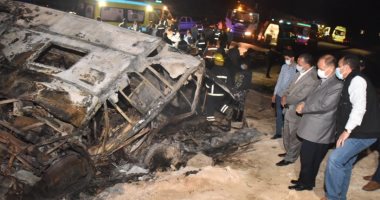 الطب الشرعى بأسيوط يبدأ فى فحص جثامين ضحايا الأتوبيس المتفحم
