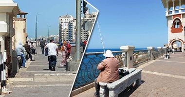 جمال وروقان.. بدء الموجة الحارة بالإسكندرية وتسالى الصيام بالصيد وفسحة على كوبرى ستانلى.. المدينة الساحلية تعود لرونقها بعد انقضاء فصل الشتاء.. وهدوء الأمواج وزرقة لون البحر تضفى طبيعة خلابة على الكورنيش.. صور