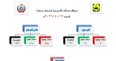 صحة شمال سيناء: شفاء 25 حالة إصابة بكورونا خلال 24 ساعة 
