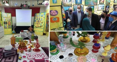 معلمون وطلاب بشمال سيناء يبدعون فى الرسم بخامات البيئة ويبتكرون بديلا للألوان باستخدام الزيوت.. يعرضون أعمالهم بإحدى المدارس فى مدينة العريش.. ووكيل التعليم: ندعم قدرات الطلاب الإبداعية فى المدارس.. صور