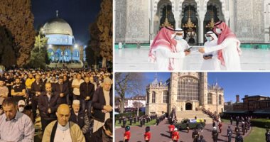 صور العالم هذا المساء.. بريطانيا تودع الأمير فيليب في جنازة مهيبة ذات طابع عسكري.. توزيع 25 ألف وجبة إفطار صائم فى ساحات المسجد الحرام.. آلاف الفلسطينيون يؤدون صلاة التراويح فى ساحات المسجد الأقصى المبارك