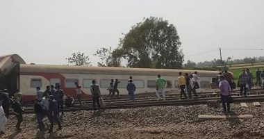 خروج قطار عن القضبان بالقرب من محطة طوخ فى القليوبية