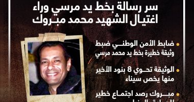 سر رسالة بخط يد مرسى وراء اغتيال الشهيد محمد مبروك.. انفوجراف