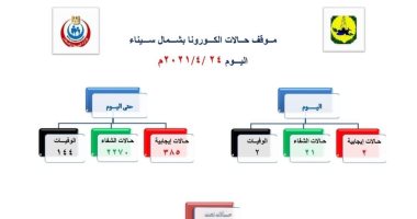 صحة شمال سيناء: شفاء 21 حالة إصابة بكورونا وعزل منزلى لـ166