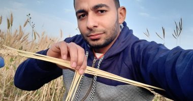 "من فات قديمه".. "محمود" يصنع عروسة حصاد القمح على طريقة قدماء المصريين 