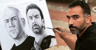 رياضى بموهبة وروح فنان.. أحمد رسم بورتريهات بالفحم لأبطال الاختيار 2