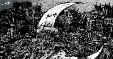 غزة تستقبل عيد الفطر بعنف القصف الإسرائيلى فى كاريكاتير سعودى