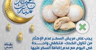 الصحة تنصح مرضى السكر بعدم الإفراط فى تناول كحك العيد.. انفوجراف