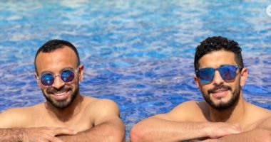 أيمن أشرف وقفشة فى استجمام بحمام السباحة بعد الفوز على صن داونز