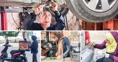 مصريات لا يعرفن المستحيل.. يرفعن شعار «البنت زى الولد والشغل مش عيب».. فتاة تعمل فى مغسلة سيارات بشبرا.. ودنيا تحقق حلمها كأول مدربة ميكانيكا سيارات.. وشهد أول بنت ديلفرى فى أسيوط.. وإيمان غزلت حلمها بالمكرمية
