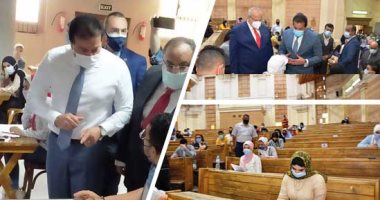 وزير التعليم العالى يتابع أعمال امتحانات نهاية العام الدراسى بجامعتى القاهرة وحلوان.. خالد عبد الغفار: إصابات كورونا بين الطلاب لا تتعدى أصابع اليد.. والخشت يعلن تخصيص 5 مراكز لتطعيم أعضاء هيئة التدريس.. صور 