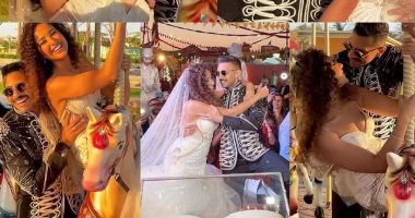 غادة والي وحسن أبو الروس .. زفاف في مدينة الملاهي "صور وفيديو"