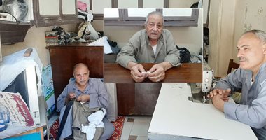 العمر كبير والعزم شديد.. عم جمعة أشهر ترزى جلابية بلدى فى الزقازيق.. 80 عاما ويعمل 12 ساعة يوميا حبا فى المهنة.. يؤكد: "الصنعة عليها طلب بس مفيش صنايعية".. وأشهر زبائنه الشيخ محمد الليثى والطاروطى.. صور