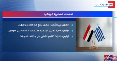 تقرير لإكسترا نيوز يوضح حجم تطور العلاقات بين مصر واليونان