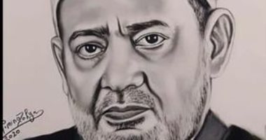 "مينا "من أسيوط يرسم بورتريه لشيخ الأزهر الإمام "الطيب"