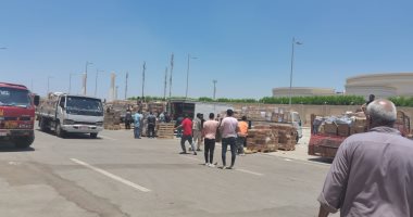 لحظة دخول كتب الناشرين المشاركين بمعرض القاهرة للكتاب لمركز المعارض.. صور