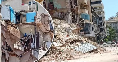 بدء هدم وإزالة عقار العطارين المنهار بالإسكندرية بعد استخراج 4 جثامين.. فيديو وصور