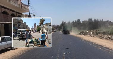 استكمال رصف طريق متبول بعد توقف 3 سنوات وإزالة الإشغالات بمدينة كفر الشيخ