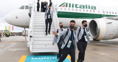 يورو 2020.. وصول بعثة منتخب إيطاليا إلى ميونخ لمواجهة بلجيكا "صور "