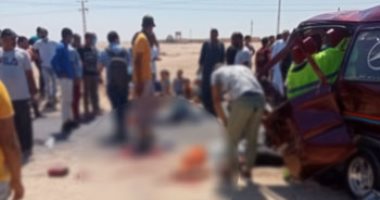 مصرع شخص وإصابة 26 فى حادث تصادم 4 سيارات بطريق الإسماعيلية السويس.. صور