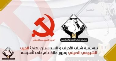 تنسيقية الأحزاب تهنئ الحزب الشيوعى الصينى بمرور مائة عام على تأسيسه