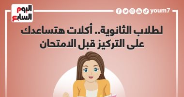 لطلاب الثانوية.. أكلات هتساعدك على التركيز قبل الامتحان.. إنفوجراف