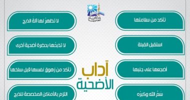 الإفتاء توضح آداب الأضحية.. أبرزها عدم إعطاء أجرة للجزار منها.. إنفوجراف