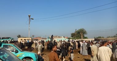 سوق بلفيا للماشية الأكبر ببنى سويف.. إقبال كثيف للمواطنين قبل عيد الأضحى.. 59 إلى 64 جنيها سعر الكيلو القائم والعجول تبدأ من 16ألف جنيه.. والتجار: الأسعار ارتفعت اليوم.. ومواطنون: "مقدمناش حلول".. فيديو وصور