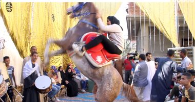 بطة أصغر فتاة فى وجه بحرى تتحدى الرجال وترقص بالحصان على المزمار "فيديو"