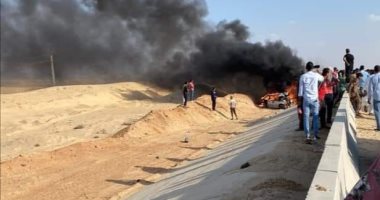 مصرع 3 أشخاص فى تفحم سيارة ملاكى بطريق "الإسماعيلية - السويس"