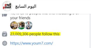 شكرًا لكم.. صفحة "اليوم السابع" على فيس بوك تتخطى 23 مليون متابع