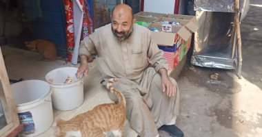 الراحمون يرحمهم الرحمن.. العم ناصر حبيب "القطط" ببنى سويف.. يقدم لها الطعام بشوارع "الفشن" منذ 35 عاما.. ويؤكد: بحبها وربنا كرمنى كتير بسببها.. أصرف 35 جنيها يوميا عليها.. وبلف بدراجتى على الحيوانات البعيدة