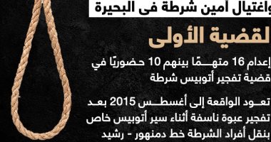 الإعدام لـ24 إرهابيا لاغتيال أمين شرطة وتفجير حافلة أمنية فى البحيرة.. إنفوجراف