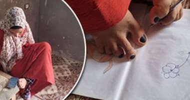 بناتك يا مصر.. صابرين بلا ذراعين وتتحدى الظروف بالموهبة في سوهاج (لايف وصور)