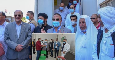 قوافل طبية متكاملة لقرى برج العرب ضمن "حياة كريمة".. محافظ الإسكندرية: الدولة بجميع مؤسساتها حريصة على تقديم كامل الدعم لأهالينا بالقرى والنجوع.. ومنسق المبادرة: نستهدف تنفيذ 52 مشروعًا وبناء 21 مدرسة.. صور