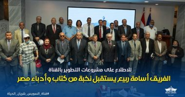 رئيس هيئة قناة السويس يقدم رؤية عن الإنجازات القومية المتحققة لوفد اتحاد الكتاب