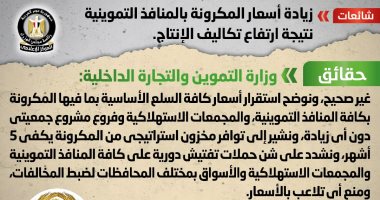 رئاسة الوزراء تنفى زيادة أسعار المكرونة بمنافذ التموين بدعوى ارتفاع تكاليف الإنتاج