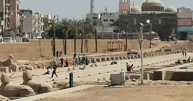 العمال يواصلون جهودهم في إحياء طريق الكباش تمهيدا للافتتاح نهاية العام.. صور