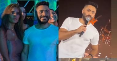 "زغروطة" من زينة فى حفل تامر حسنى بعد طلب منه أمام الجمهور.. فيديو 