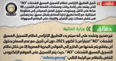 الحكومة: تنفيذ تأجيل التطبيق الإلزامي لنظام التسجيل المسبق للشحنات "ACI"