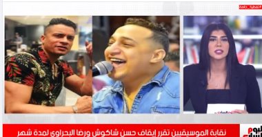 تفاصيل قرر نقابة الموسيقيين بإيقاف حسن شاكوش ورضا البحراوى.. فيديو