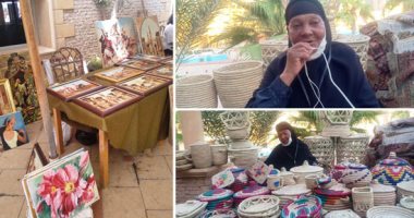 "عظيمات الفيوم" يتألقن فى معرض المنتجات اليدوية بالإسكندرية.. الحاجة كاملة أشهر معلمة لصناعة الخوص.. منتجاتها تجوب دول العالم.. جهاد خريجة آداب فرنساوى تبدع فى مهنة الخزف.. ومنى تحدت إعاقتها بالأعمال اليدوية