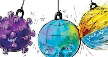 كاريكاتير الشرق الأوسط: العالم يعيش بين مطرقة "كورونا" وسندان" التغيير المناخي"