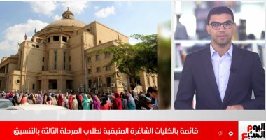 القائمة الكاملة بالكليات المتاحة فى تنسيق المرحلة الثالثة بالجامعات.. "فيديو"